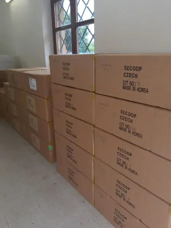 Jednořádkové etiketovací kleště MOTEX MX 5500 NEW - STARTOVACÍ SADA KOMPLETNÍ / 1x kleště + 5x etiketa cola-ply 22x12 + 1x náhradní barvící váleček  / barva modrá /