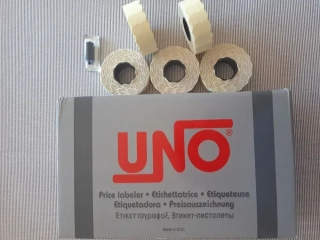 Jednořádkové etiketovací kleště UNO P8 - STARTOVACÍ SADA KOMPLETNÍ / 1x kleště + 5x etiketa Contact 22x12 + 1x náhradní barvící váleček /